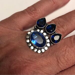 London Blue Topaz Stamped 925 Sterling Silver Ring